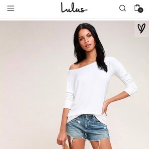 Lulus-Olive&Oak White off-the-shoulder sweater top